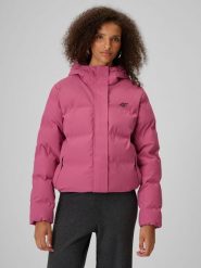 4F Kurtka zimowa z wypełnieniem syntetycznym damska - różowa XL. Czerwone kurtki damskie 4f, na zimę, xl, bez wzorów, z materiału, bez kaptura. Za 499.99 zł.