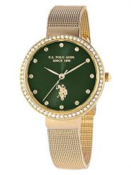 U.S. Polo Assn. Zegarek kwarcowy w kolorze złoto-ciemnozielonym rozmiar: onesize. Zielone, analogowe zegarki damskie U.S. Polo Assn., metalowe. Za 257.14 zł.