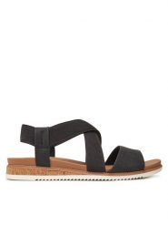 Skechers Sandały BOBS Desert Kiss Low 114705/BLK Czarny. Czarne sandały damskie Skechers, bez wzorów, z materiału, bez obcasa, na płaskiej podeszwie. Za 159.99 zł.