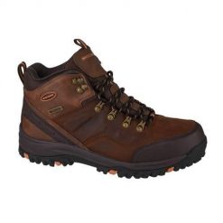 Buty trekkingowe męskie Skechers Relmenttraven. Brązowe buty trekkingowe męskie Skechers, z materiału, za kostkę, bez zapięcia, trekkingowe. Za 399.00 zł.
