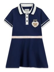 Guess Sukienka codzienna K6RK14 K7064 Granatowy Regular Fit. Niebieskie sukienki dziewczęce Guess, z aplikacjami, z bawełny, bez ramiączek. Za 174.99 zł.