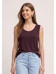 Street One Top w kolorze ciemnofioletowym rozmiar: 36. Różowe topy damskie Street One, bez wzorów, bez kołnierzyka. Za 55.95 zł.
