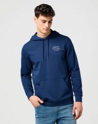 MESKA BLUZA WRANGLER EMBROIDERY HOODIE NAVY 112371521. Niebieskie bluzy bez kaptura męskie Wrangler, l. Za 189.99 zł.