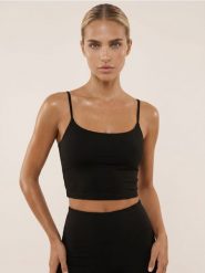 Top na ramiączkach z wbudowanymi miseczkami Gym Hard - czarny. Czarne topy sportowe damskie Sinsay, l, bez wzorów, bez ramiączek. Za 29.99 zł.
