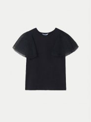 Mayoral T-Shirt 6022 Czarny Regular Fit. Czarne koszulki dziewczęce Mayoral, bez wzorów, z bawełny, bez ramiączek. Za 59.99 zł.
