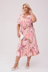 Sukienka Liwia w unikalny wzór w odcieniach różu i bieli XXL OVERSIZE WIOSNA. Czerwone sukienki damskie Moda Size Plus Iwanek, na spotkanie biznesowe, na wiosnę, l, bez wzorów, z elastanu, bez kołnierzyka, bez ramiączek, mini, oversize. Za 269.90 zł.