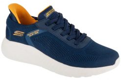 Buty sportowe Sneakersy męskie, Slip-Ins: BOBS Squad Chaos - Solid Step,slip-ins. Niebieskie buty sportowe na co dzień męskie Skechers, z materiału, bez zapięcia, trekkingowe. Za 319.99 zł.