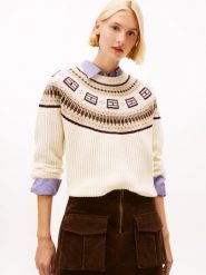 Tommy Hilfiger Wełniany sweter Kobiety Wełna beżowy|brązowy, L. Brązowe swetry klasyczne damskie Tommy Hilfiger, l, prążkowane, bez kołnierzyka. Za 549.95 zł.