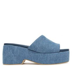 Klapki Pollini. Niebieskie klapki damskie Pollini, bez wzorów, bez obcasa. Za 1,249.00 zł.