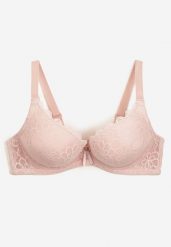 Różowy Biustonosz Push-Up z Koronkowego Materiału Chrisianna. Czerwone biustonosze Born2be, bez wzorów, z koronki. Za 34.99 zł.