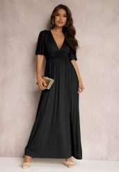 Czarna Sukienka Delsarte. Czarne sukienki damskie Renee, na wesele, l, bez wzorów, eleganckie, bez kołnierzyka, bez ramiączek, maxi, plisowane. W wyprzedaży za 146.99 zł.