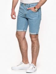 LEE 5 POCKET SHORT MĘSKIE SZORTY JEANSOWE JEANS LIGHT ALTON L73EMWJU 112120493. Niebieskie szorty męskie Lee, z bawełny, bez kołnierzyka. Za 169.99 zł.