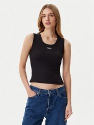 Tommy Jeans Top DW0DW21369 Czarny Slim Fit. Czarne topy damskie Tommy Jeans, xxs, bez wzorów, z bawełny, bez kołnierzyka. Za 79.99 zł.
