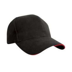 Czapka Z Daszkiem Sandwich Ze Szczotkowanej Bawełny. Czarne czapki męskie RESULT HEADWEAR, bez wzorów, z bawełny. Za 39.99 zł.