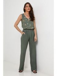 Le Monde du Lin Lniane spodnie w kolorze zielonym rozmiar: 38/40. Zielone spodnie materiałowe damskie Le Monde du Lin, bez wzorów, ze lnu. Za 143.99 zł.