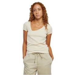 Koszulka damska Urban Classics Organic Asymmetric Neckline. Białe bluzki damskie Urban Classics, bez wzorów, z bawełny, z asymetrycznym kołnierzem. Za 102.00 zł.