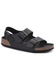 Birkenstock Sandały "Milano" w kolorze czarnym rozmiar: 41. Czarne sandały męskie Birkenstock, z otwartym noskiem, bez zapięcia. Za 395.31 zł.