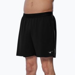 Spodenki do biegania męskie Mizuno Tech 5.5" 2IN1. Czarne szorty męskie Mizuno, bez kołnierzyka. Za 169.99 zł.