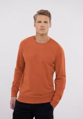 Gładka bluza B-ANDY. Brązowe bluzy bez kaptura męskie Volcano, m, z bawełny. Za 139.99 zł.
