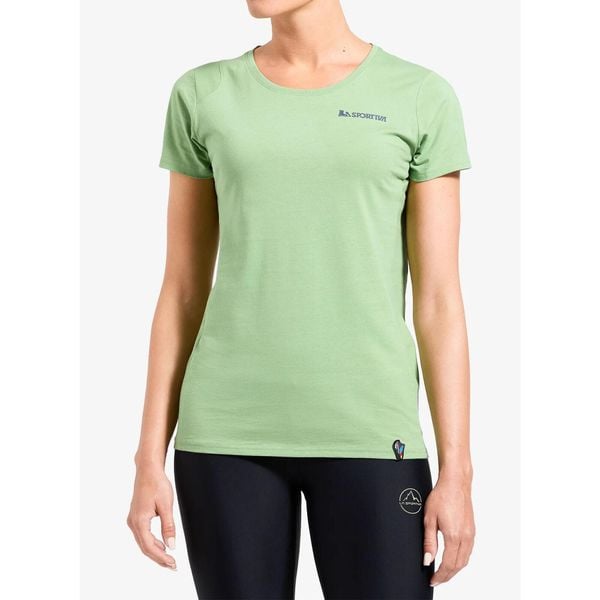 Koszulka wspinaczkowa damska La Sportiva Moon Rock T-Shirt. Zielone bluzki sportowe damskie La Sportiva, bez wzorów, bez ramiączek. Za 172.99 zł.