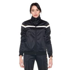 Bluza z zamek błyskawiczny na trening na co dzień. Czarne bluzy bez kaptura damskie LEONE 1947 APPAREL, bez wzorów, z poliesteru, bez ramiączek, bez kaptura. W wyprzedaży za 164.19 zł.