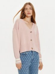 Guess Jeans Kardigan W4BR81 Z3HM1 Różowy Regular Fit. Czerwone kardigany damskie Guess Jeans, xl, z aplikacjami, z bawełny. Za 339.99 zł.