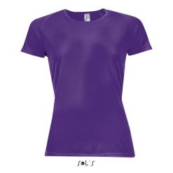 Koszulka damska Sol's Sporty. Fioletowe t-shirty damskie SOL'S, s, bez wzorów, bez kołnierzyka. W wyprzedaży za 28.50 zł.
