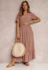 Różowa Sukienka Pelletier. Czerwone sukienki damskie Renee, na co dzień, na lato, l, bez wzorów, z tkaniny, boho, bez kołnierzyka, bez ramiączek, maxi, proste. W wyprzedaży za 90.99 zł.
