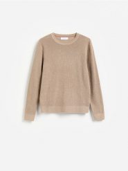 Strukturalny sweter z bawełną - brązowy. Brązowe swetry męskie Reserved, l, bez wzorów, z bawełny, bez kołnierzyka. Za 119.99 zł.