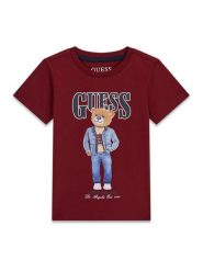 Guess T-Shirt N6RI05 K8HM4 Bordowy Regular Fit. Czerwone t-shirty chłopięce Guess, z aplikacjami, z bawełny, bez ramiączek. Za 99.99 zł.
