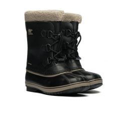 Dziecięce śniegowce Sorel YOOT PAC™ TP WP 1855231013. Czarne buty zimowe męskie Sorel, na zimę, z gumy, z okrągłym noskiem, bez zapięcia. Za 336.60 zł.