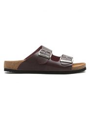Comfortfusse Skórzane klapki w kolorze bordowym rozmiar: 40. Czerwone klapki damskie Comfortfusse, bez wzorów, bez obcasa. Za 228.92 zł.