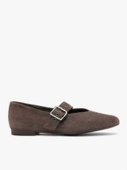 Ciemnobrązowe baleriny ze skóry welurowej. Brązowe baleriny damskie Brawo sp. z o.o., bez wzorów, ze skóry, bez obcasa, na obcasie. Za 379.99 zł.