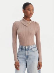 Guess Sweter W6RR07 Z2YK2 Beżowy Regular Fit. Brązowe swetry klasyczne damskie Guess, xxl, z wiskozy, bez kołnierzyka. Za 399.99 zł.