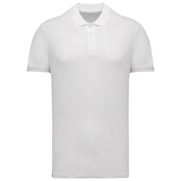 Koszulka polo z piki Kariban. Białe koszulki polo męskie KARIBAN, m, bez wzorów, z bawełny, bez ramiączek. Za 209.50 zł.