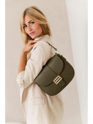 Lia Biassoni Skórzana torebka w kolorze khaki - 27 x 22 x 7 cm rozmiar: onesize. Brązowe torebki klasyczne damskie Lia Biassoni, bez wzorów, z materiału, bez dodatków. Za 260.99 zł.