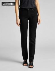 LEE MARION STRAIGHT DAMSKIE SPODNIE JEANSOWE BLACK RINSE L301FS47 112105814. Czarne spodnie materiałowe damskie Lee, bez wzorów, z jeansu. Za 199.99 zł.
