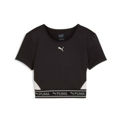Krótka koszulka damska Puma Strong. Czarne bluzki sportowe damskie Puma, l, bez wzorów, z materiału, bez ramiączek. Za 149.40 zł.
