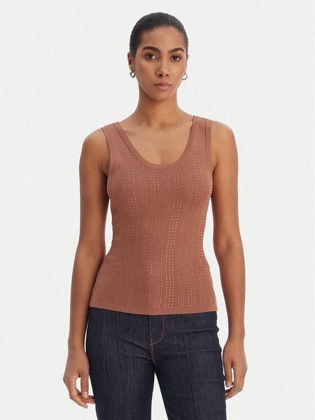 Fracomina Top FR26ST4005K524R9 Brązowy Slim Fit. Brązowe topy damskie Fracomina, l, bez wzorów, z wiskozy, bez ramiączek. Za 329.99 zł.
