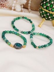 L'Atelier de Gaia Bransoletki (3 szt.) z agatem i hematytem rozmiar: onesize. Zielone bransoletki damskie L'Atelier de Gaia, z mosiądzu. Za 60.99 zł.