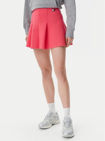Tommy Jeans Spódnica mini Badge DW0DW20268 Różowy Regular Fit. Czerwone spódniczki damskie Tommy Jeans, l, bez wzorów, z bawełny, mini. Za 179.99 zł.
