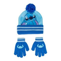 Czapki i rękawiczki Stitch. Niebieskie rękawiczki damskie Disney, bez wzorów, z poliesteru. Za 88.50 zł.