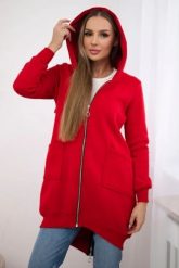 Bluza ocieplana z suwakiem z tyłu czerwona. Czerwone bluzy z kapturem damskie KESI, l, z bawełny. Za 258.24 zł.