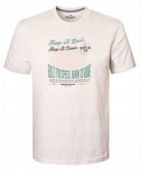 Bawełniana, Męska Koszulka (T-Shirt) - Pako Jeans - Kremowa z Nadrukiem. Białe t-shirty męskie Pako Jeans, l, bez wzorów, z bawełny, bez kołnierzyka. Za 75.00 zł.