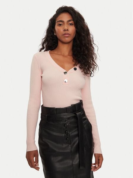 Morgan Sweter 201-MBANBI.N Różowy Slim Fit. Czerwone swetry klasyczne damskie Morgan, l, z wiskozy, bez kołnierzyka. Za 89.99 zł.