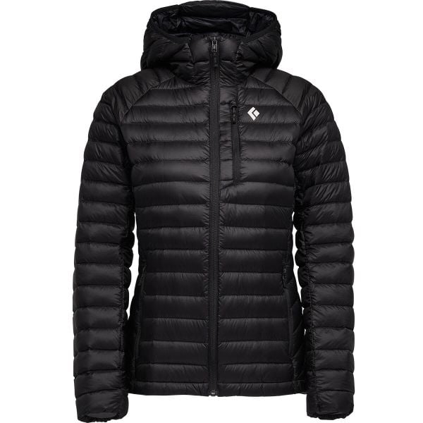 Damska kurtka z kapturem Black Diamond Approach. Czarne kurtki damskie Black Diamond, bez wzorów, z puchu, z kapturem. Za 1,490.00 zł.