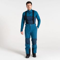 Spodnie narciarskie męskie Dare2b Achieve II z szelkami. Niebieskie spodnie materiałowe męskie Dare 2b, bez wzorów, z poliesteru, sportowe. Za 326.70 zł.