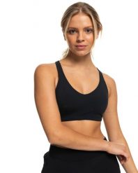 Stanik sportowy dla Kobiety HEART INTO IT Czarny. Czarne biustonosze sportowe damskie Roxy, bez wzorów, z elastanu. Za 169.99 zł.