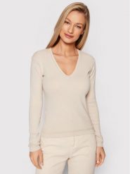 United Colors Of Benetton Sweter 1091D4625 Beżowy Regular Fit. Brązowe swetry klasyczne damskie United Colors Of Benetton, l, z bawełny, bez kołnierzyka. Za 199.99 zł.