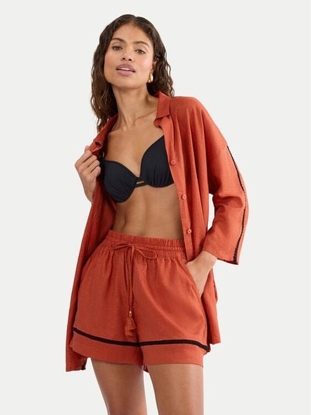 Triumph Szorty piżamowe Summer Wear 10227237 Pomarańczowy Regular Fit. Brązowe piżamy damskie Triumph, bez wzorów, ze lnu, bez ramiączek. Za 104.00 zł.